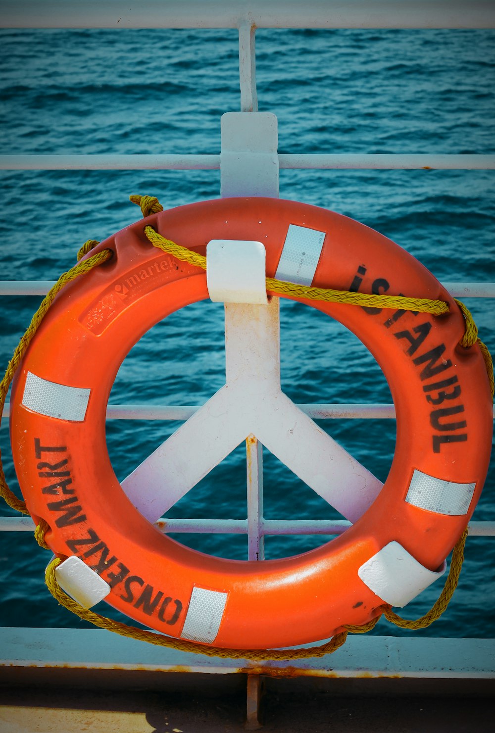 orange life buoy