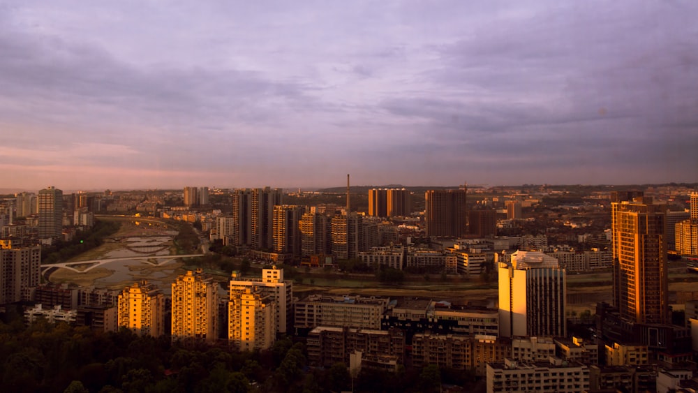 a view of a city from a tall building