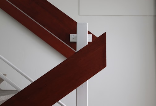 Stylish stair banister enhancing interior decor.