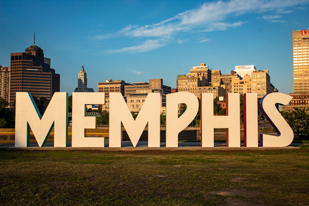Memphis block letters at the Mud Island River Park.
