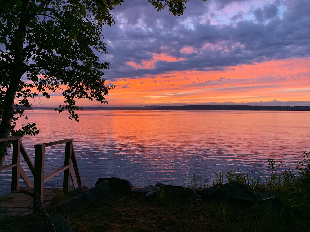 silhouette photography of lake