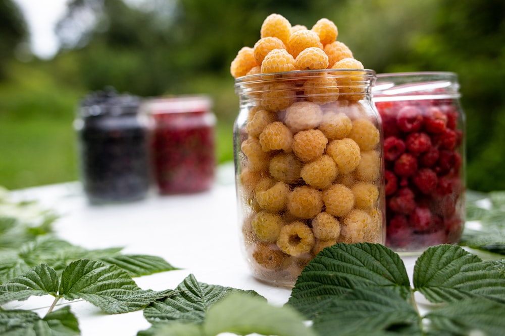 raspberries in jar