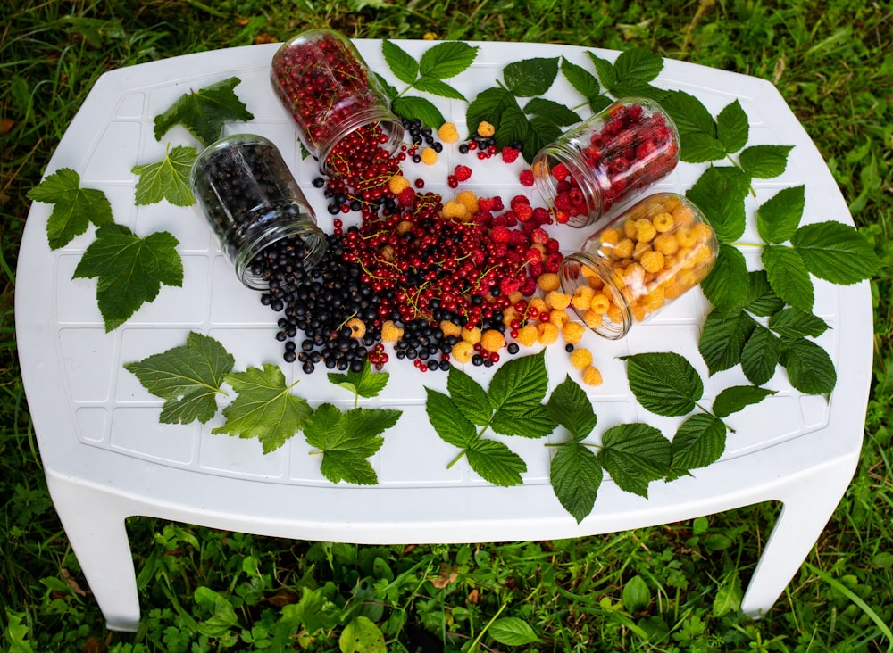 four jars of cherries