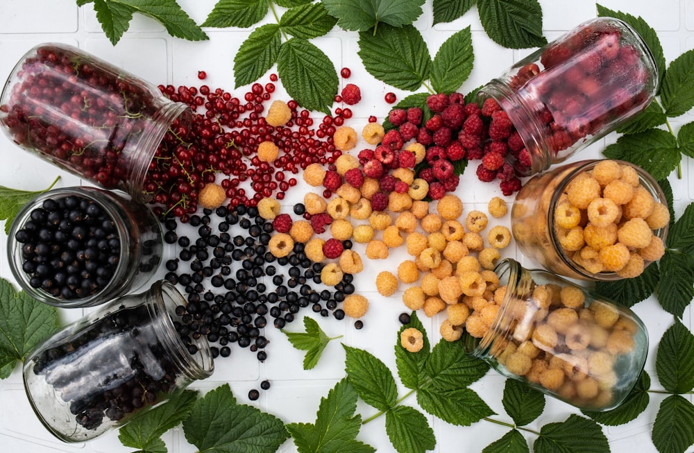 flatlay photography of variety of berries