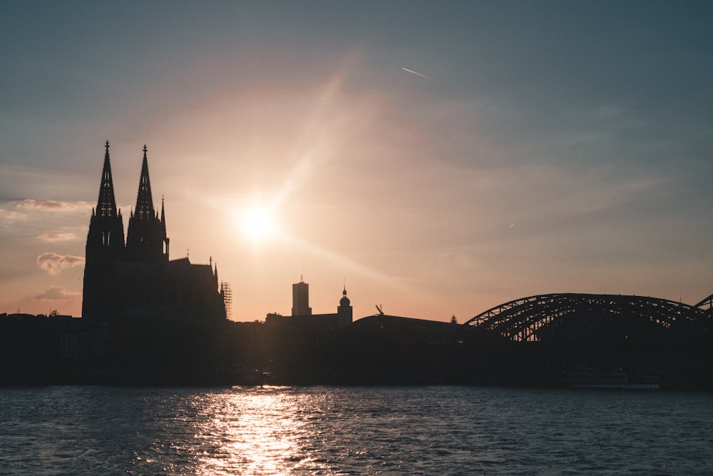 silhouette of castle during sun rise