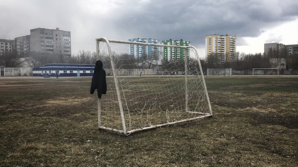 white soccer net in field