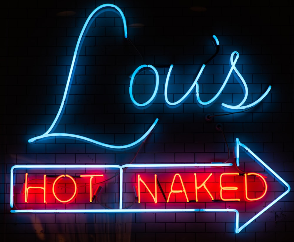 lou's hot naked neon signage