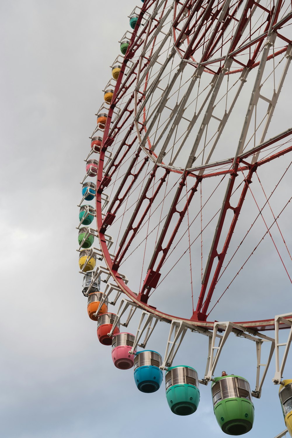 low-angle photography of a Ferris Wheel under cloudy sky