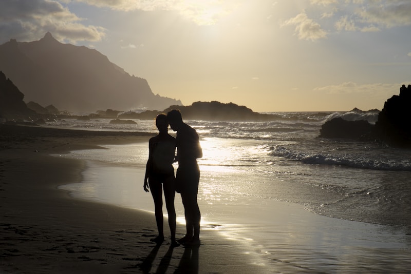 Silhouettes on Aegean shore