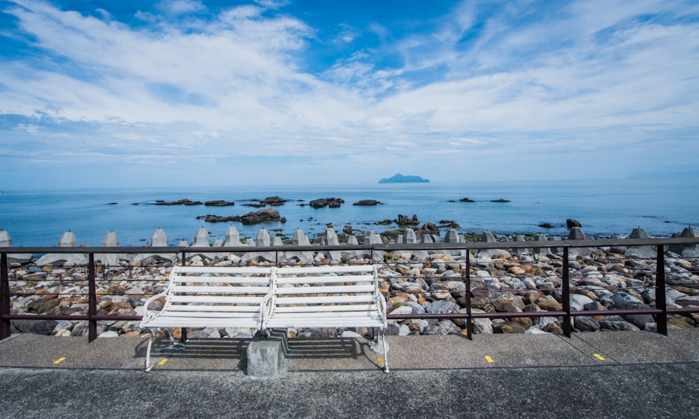 empty white bench