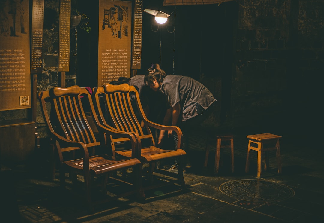 two brown armchairs