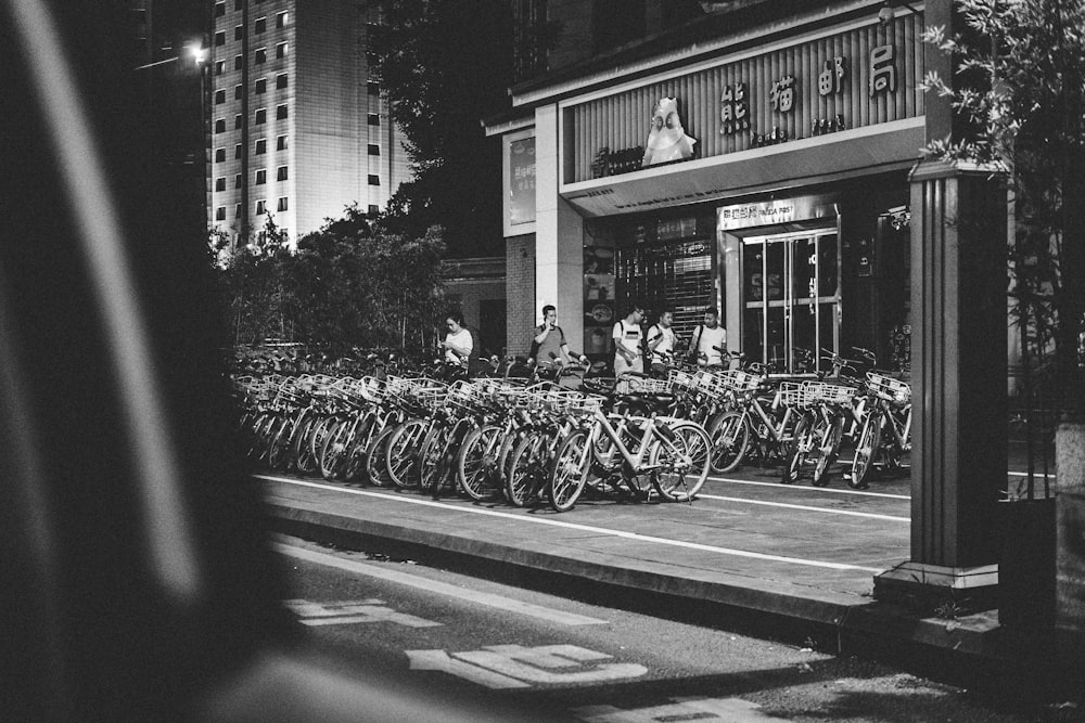 bikes parked in front of building