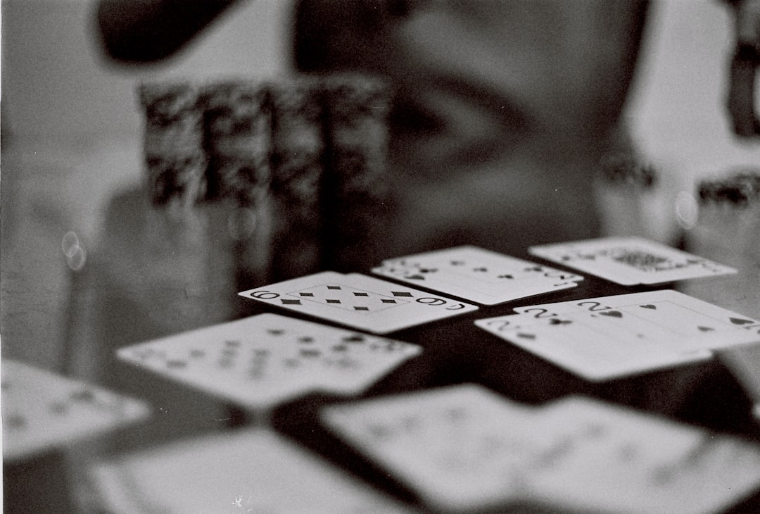 grayscale photography of playing cards
