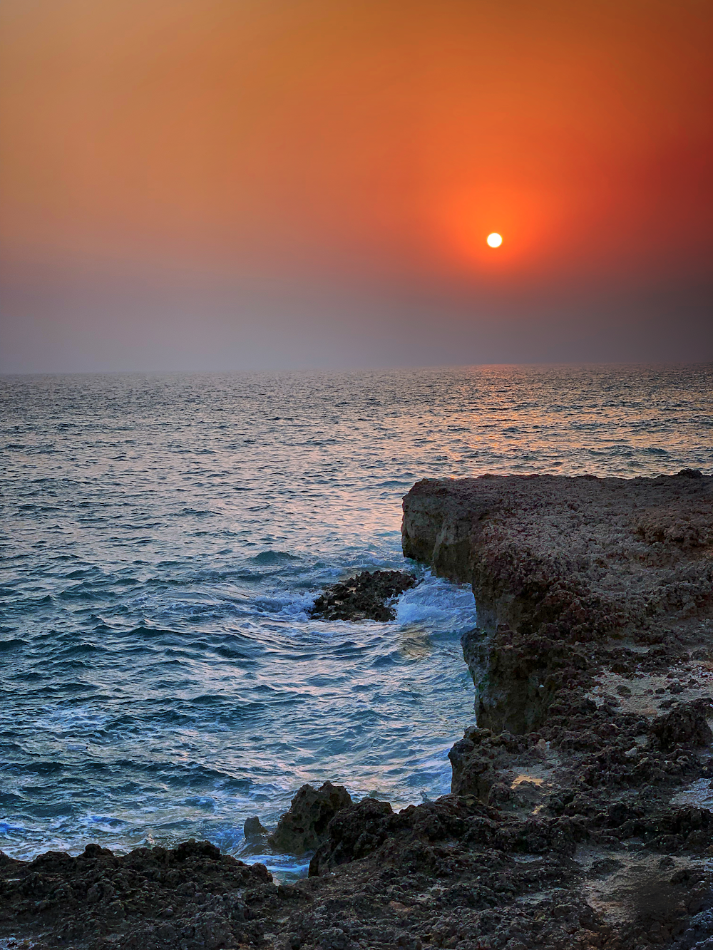 photograph of seashore during sunset