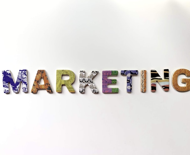 multicolored marketing freestanding letter