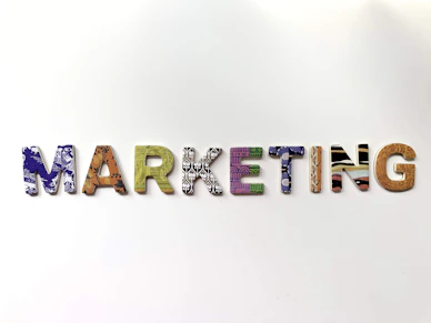 multicolored marketing freestanding letter