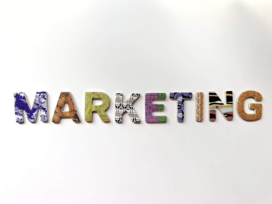 multicolored marketing freestanding letter