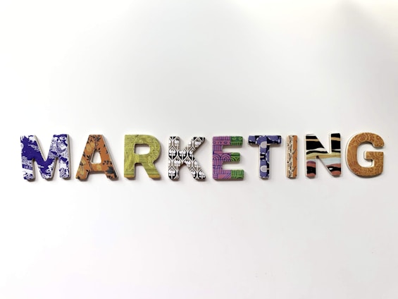 multicolored marketing freestanding letter