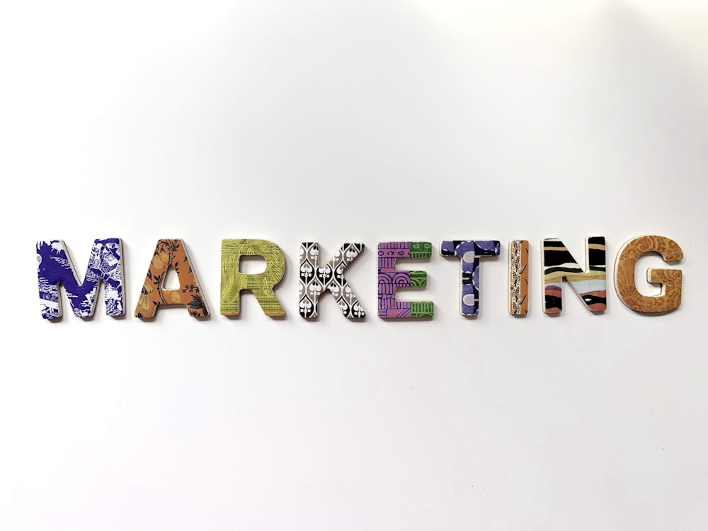 multicolored marketing freestanding letter