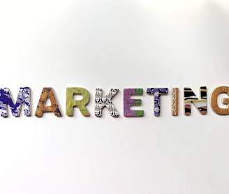 multicolored marketing freestanding letter