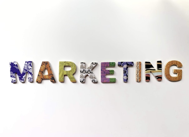 multicolored marketing freestanding letter