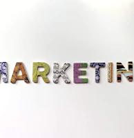 multicolored marketing freestanding letter