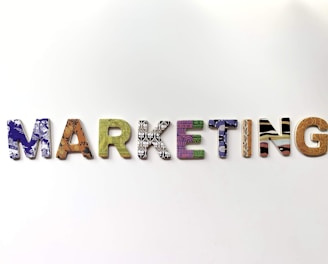 multicolored marketing freestanding letter