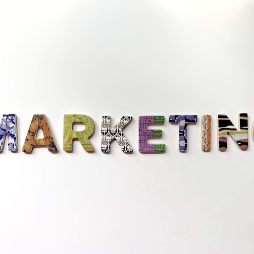 multicolored marketing freestanding letter