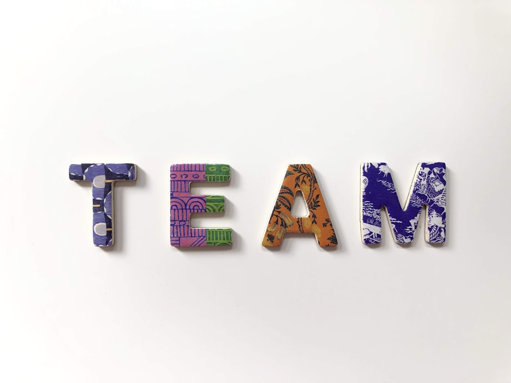 team freestanding letters