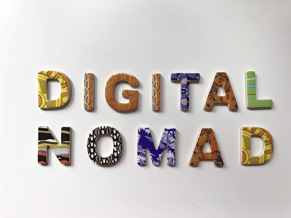 assorted-color digital nomad letter decor
