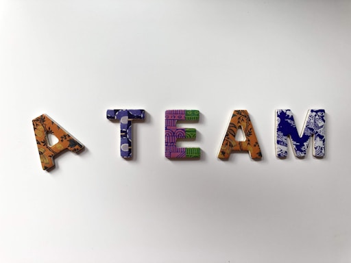 assorted-color A Team text wall decor