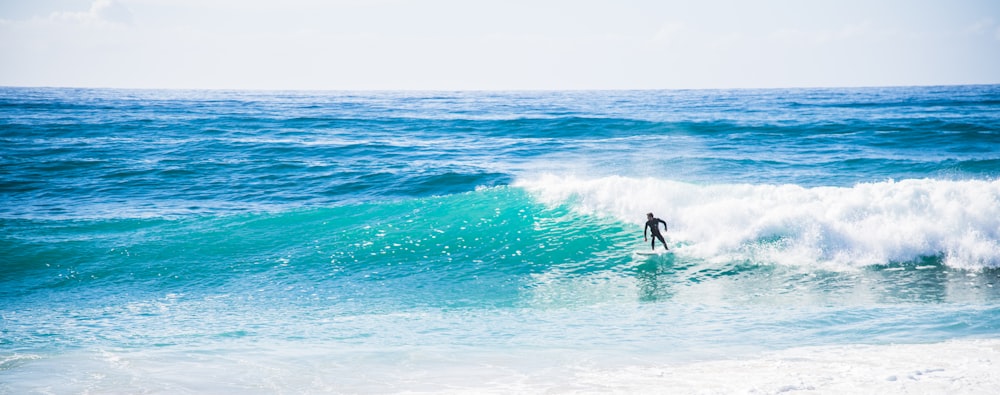 person surfing on sea