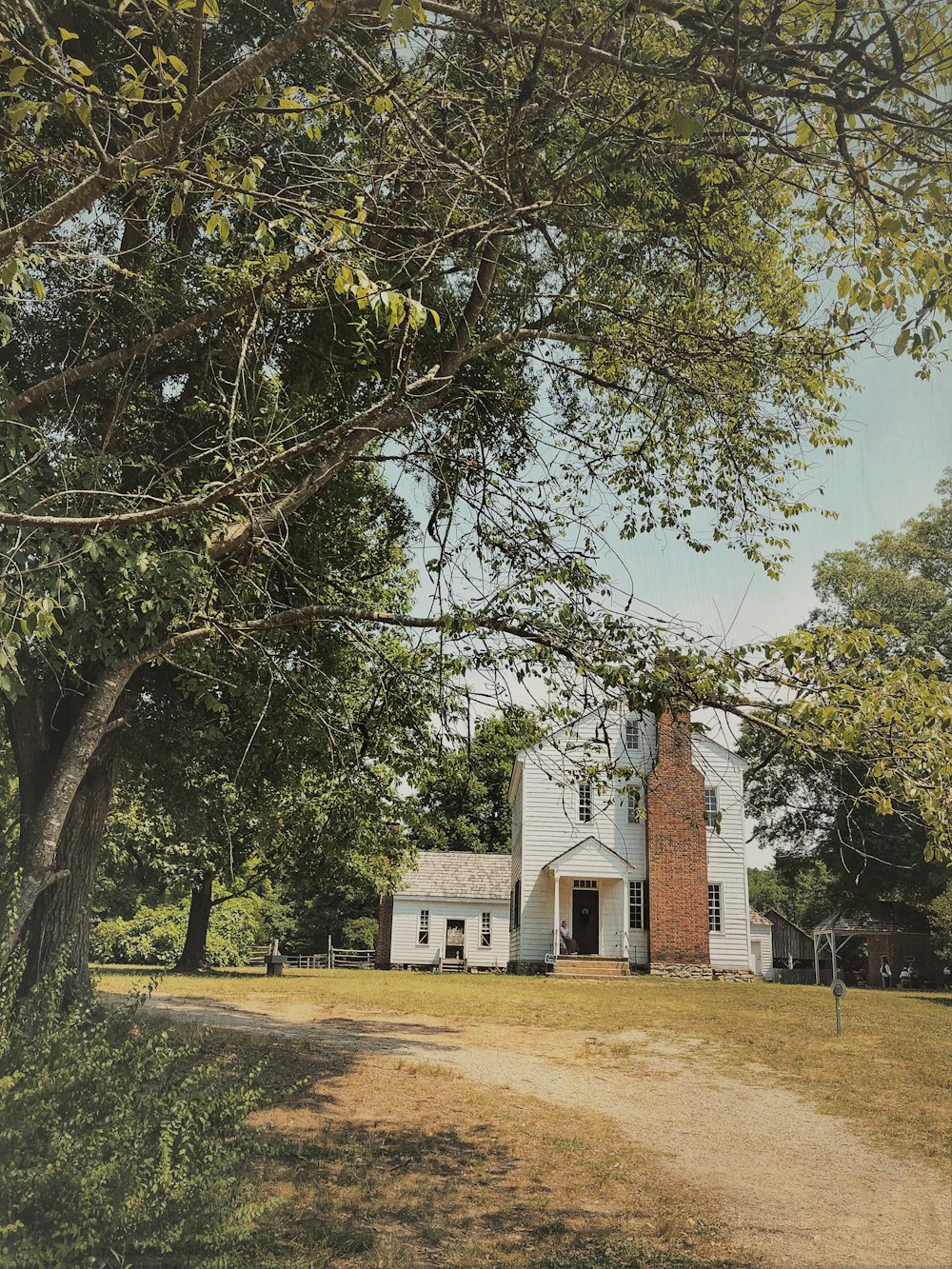 church with trees on sides