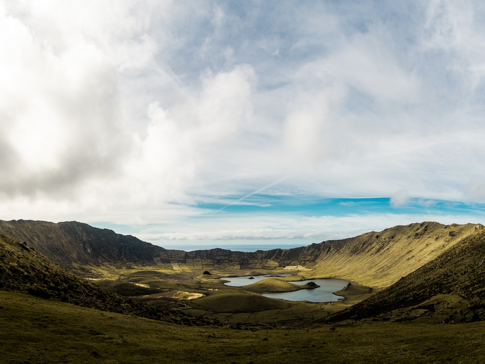 pond near hills