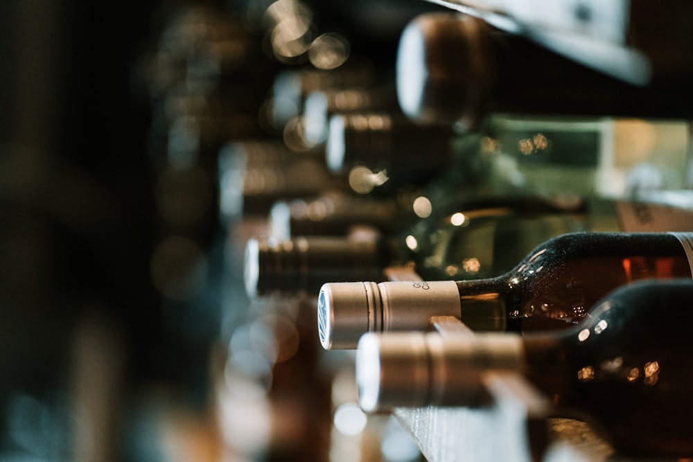 selective focus photography of bottles
