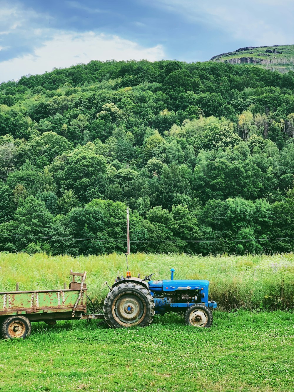 blue and black tractor