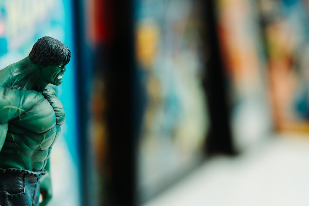 selective focus photography of The Incredible Hulk figure