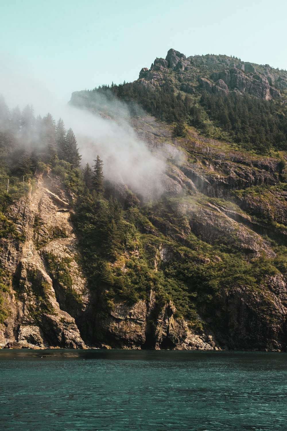 landscape of a foggy mountain