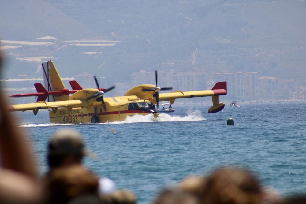 plane on body of water