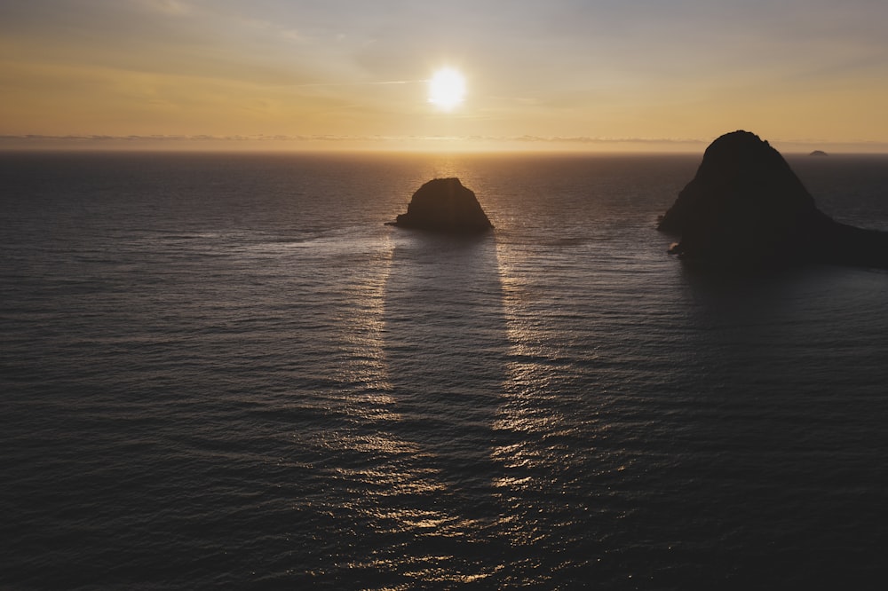 silhouette of island scenery