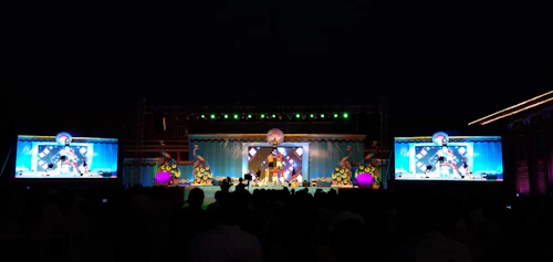Stage production representing political strategy and public affairs work in India