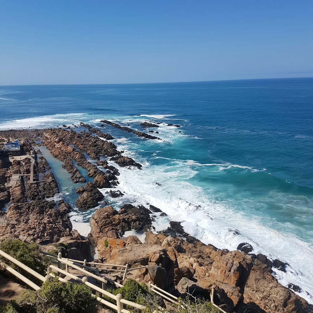 overlooking rocky shore