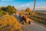 person riding tractor