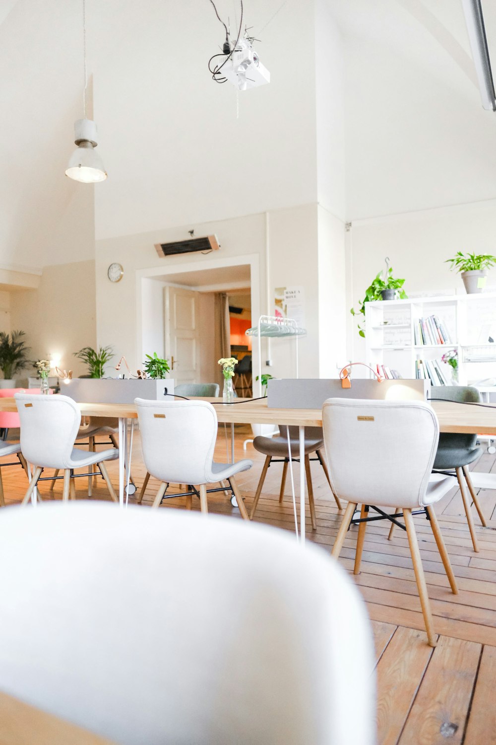 white chairs and brown wooden table