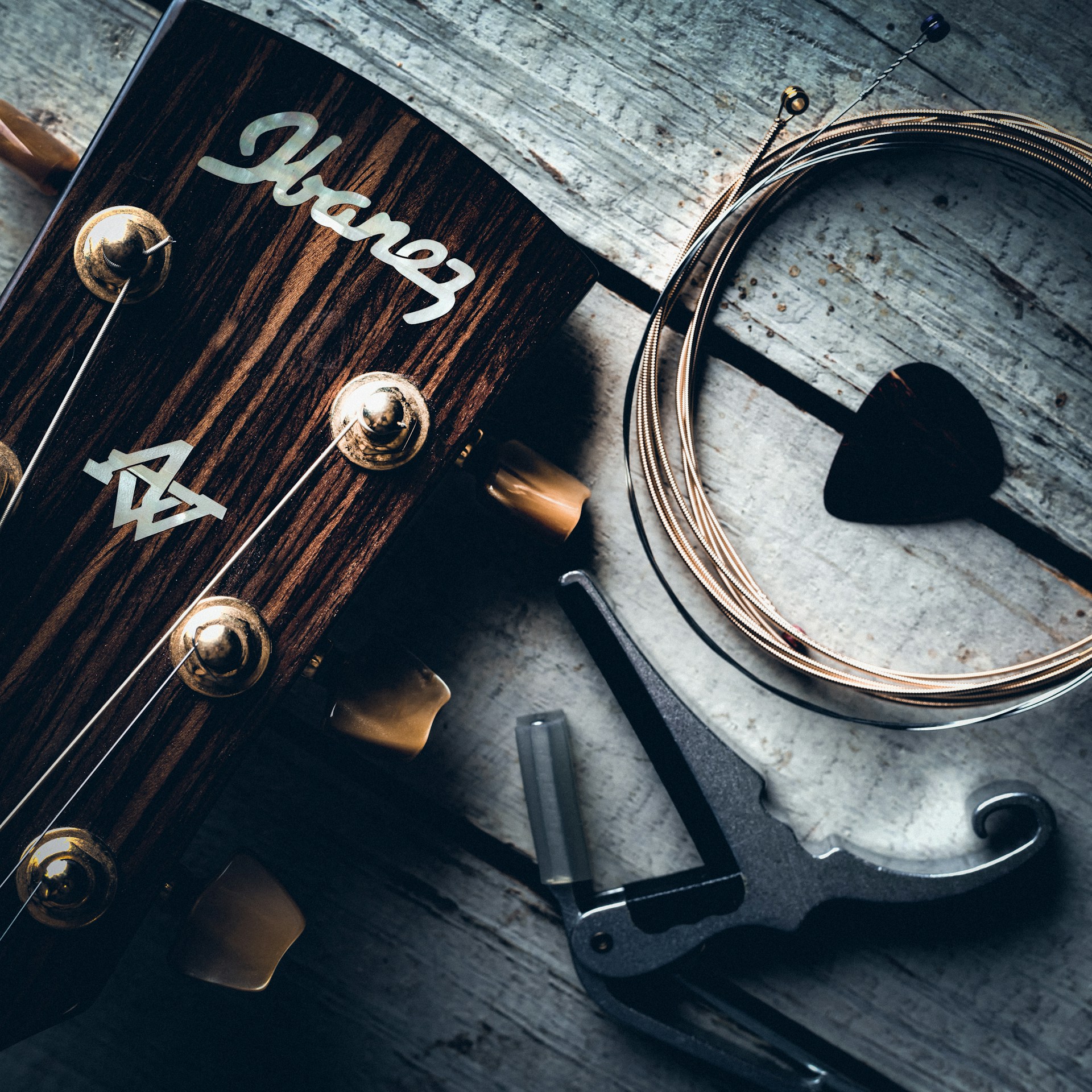 brown guitar headstock