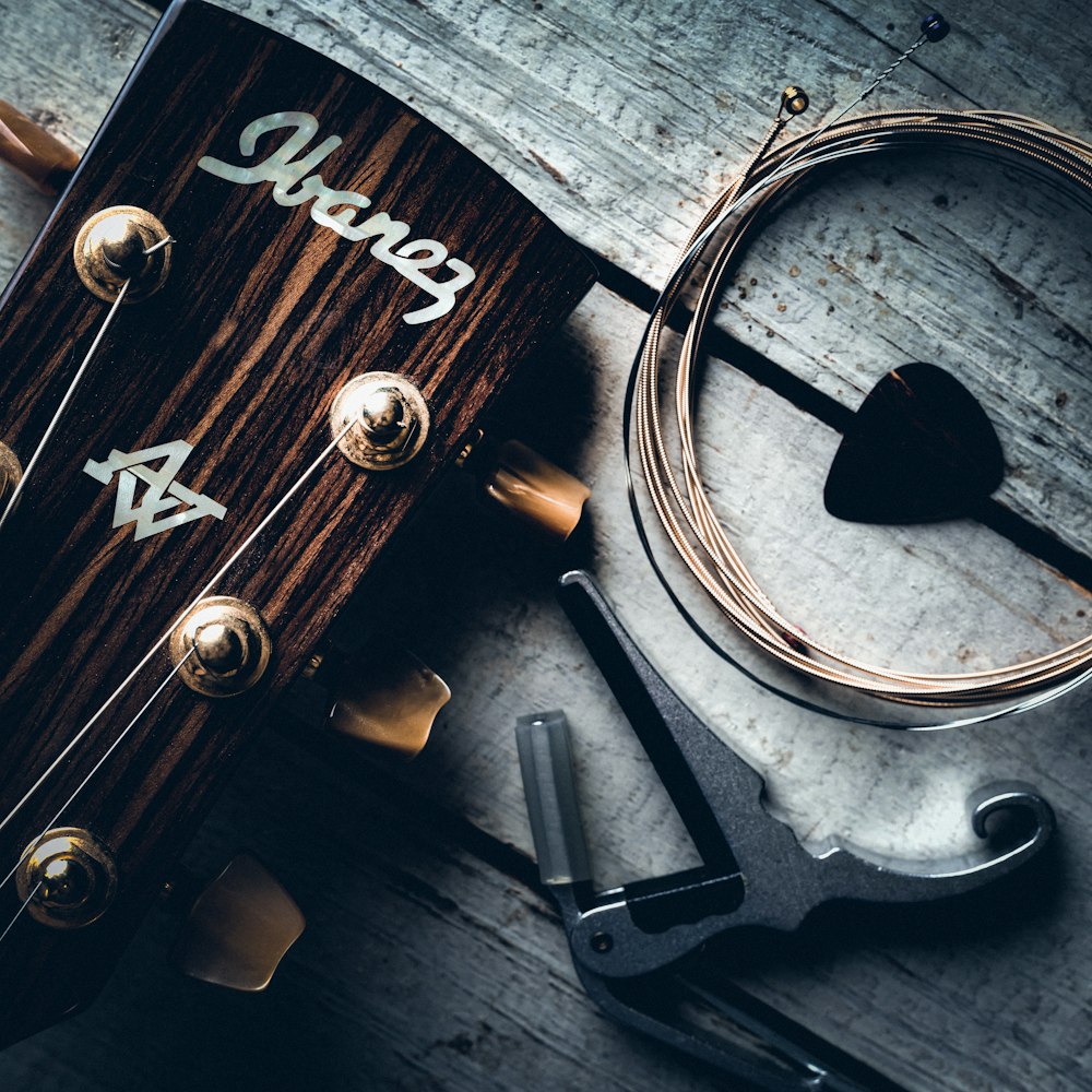 brown guitar headstock