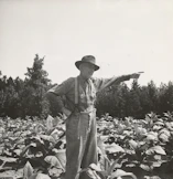 grayscale photography of old man standing on fiel
