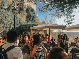 people standing near wall