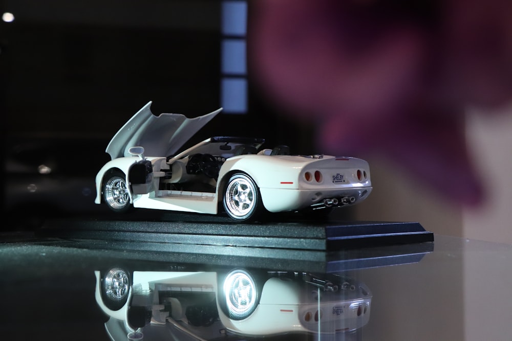 white coupe scale model