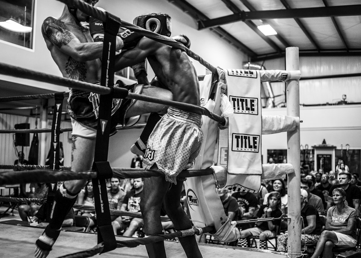 Muay Thai pad work in the gym
